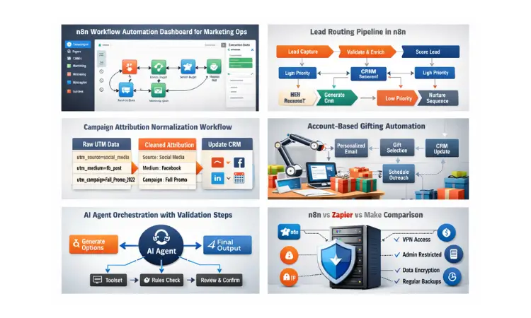 Hero image showing n8n workflow nodes connecting marketing and operations tools in a clean automation network.