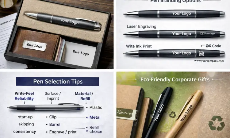 Custom logo pen gift set with notebook and thank-you card in premium box