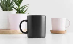 Ceramic mugs, Ceramic coffee mug with minimalist white glaze and curved handle 