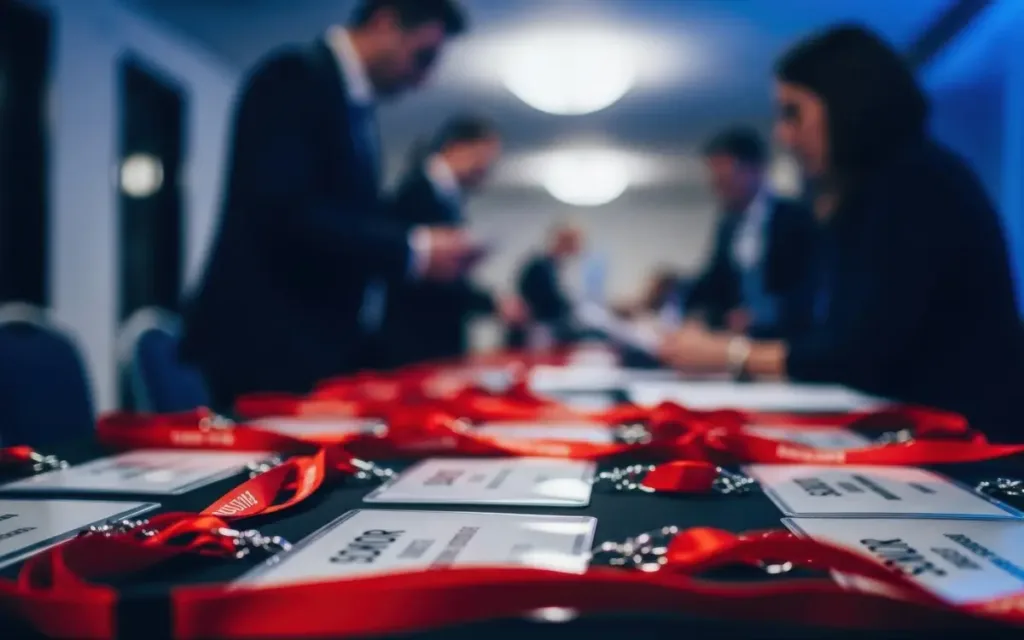 Gradient-colored lanyards with abstract geometric patterns, laid flat for design visibility