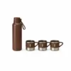 Brown insulated Travel drinkware set with three matching Brown cups in a gift box
