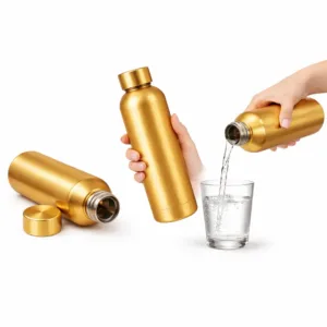Matte gold Suction Bottle positioned on a desk for art, lab, and home use.